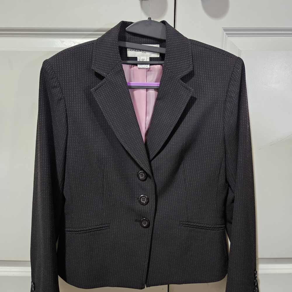 Jones New York Black Blazer with Pink Interior/External Dots